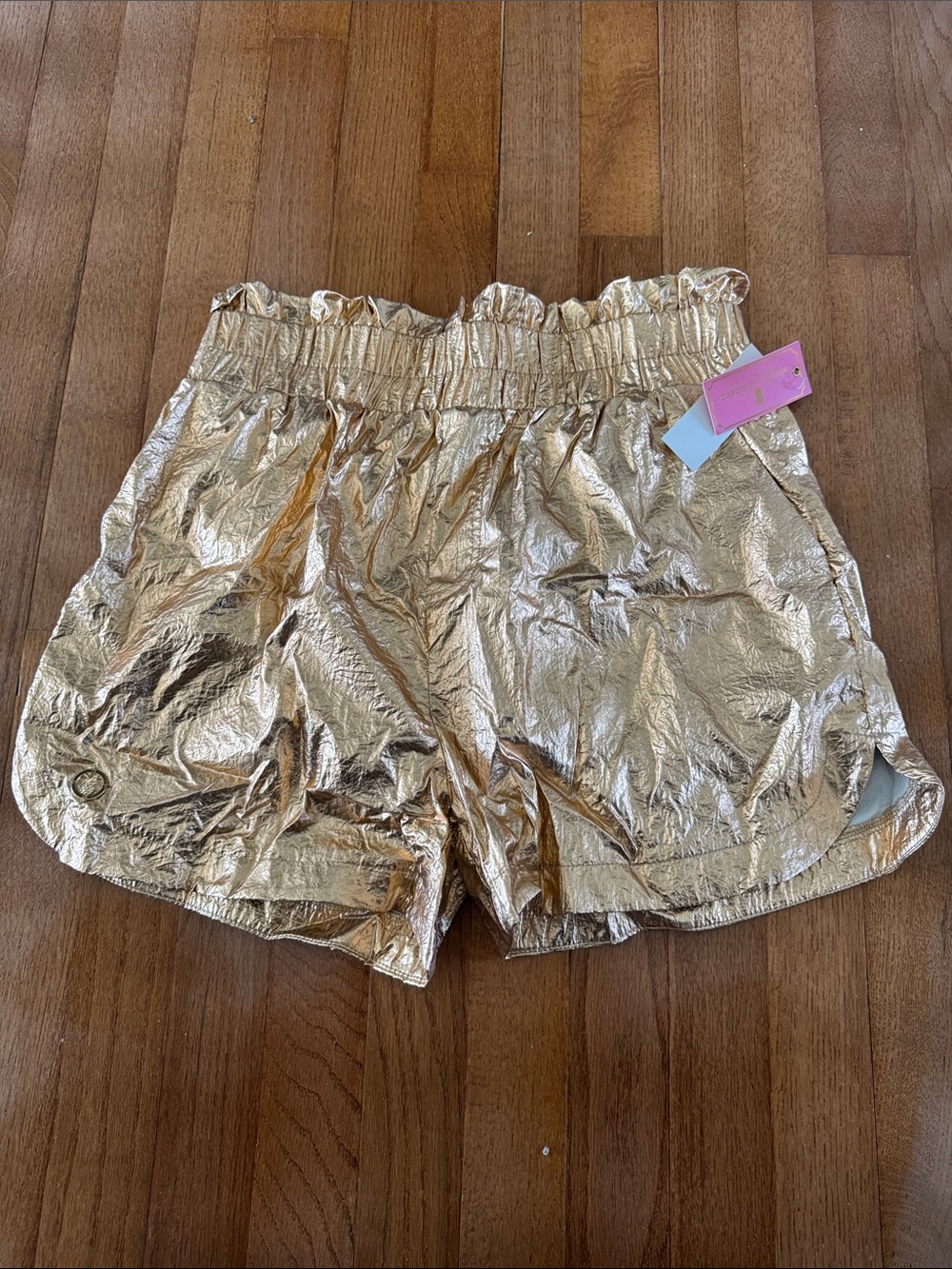 Simply Southern Metallic Rose Gold Paperbag Waist Women’s Shorts NWT